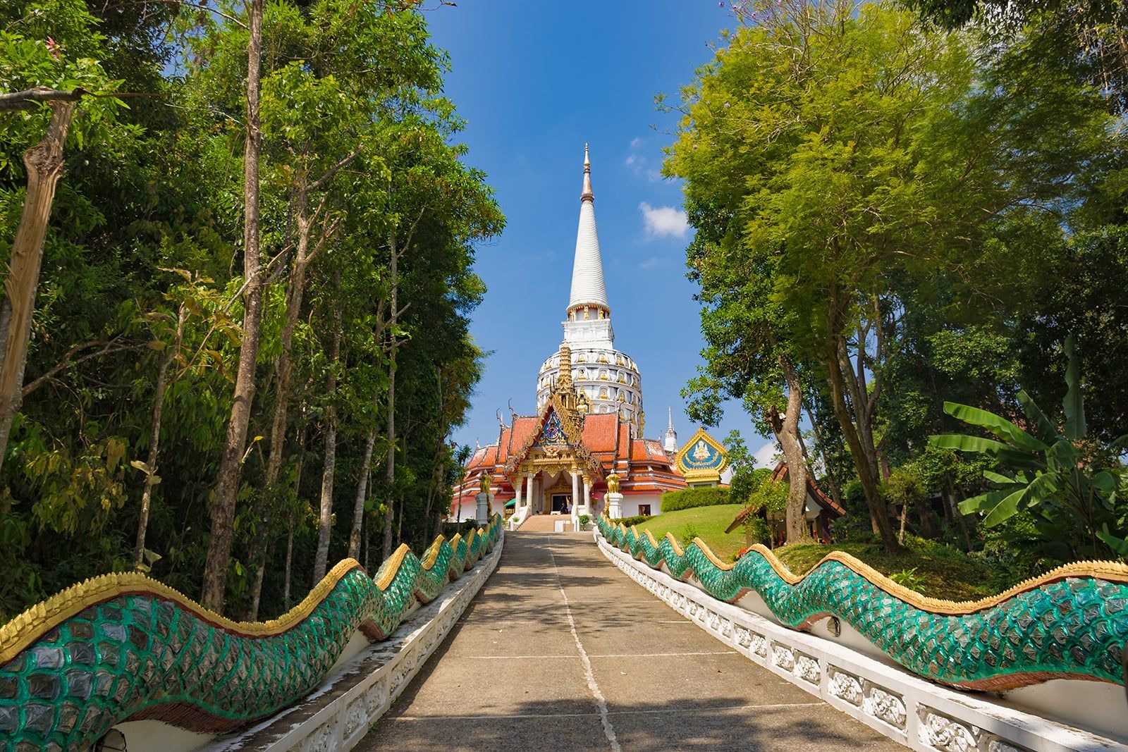 Large white seated Buddha statue at Wat Bang Riang temple